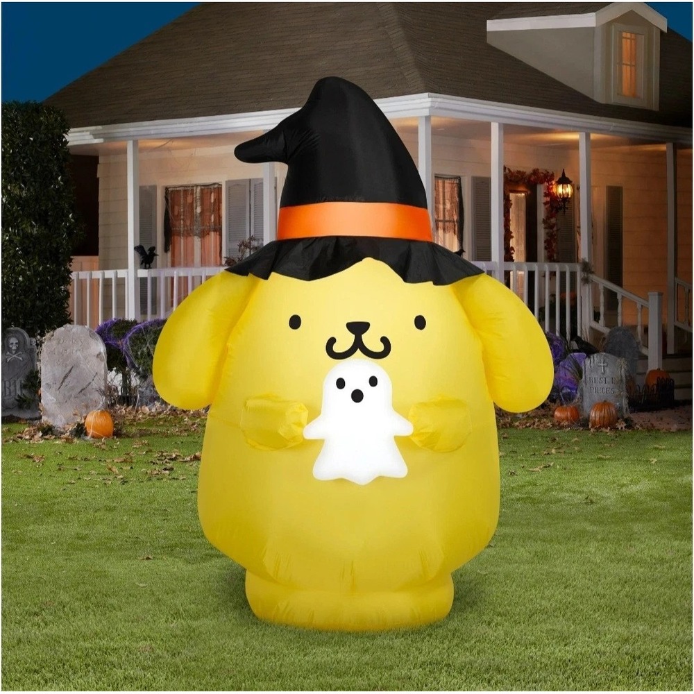 Hello Kitty Pompompurin Airblown Inflatable 5 Ft Halloween Witch Yard Decor